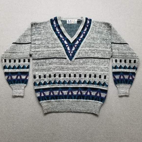Michael Gerald LTD‎ Sweater Mens XL Gray Long Sleeve Pullover V Neck MGL - Picture 1 of 12